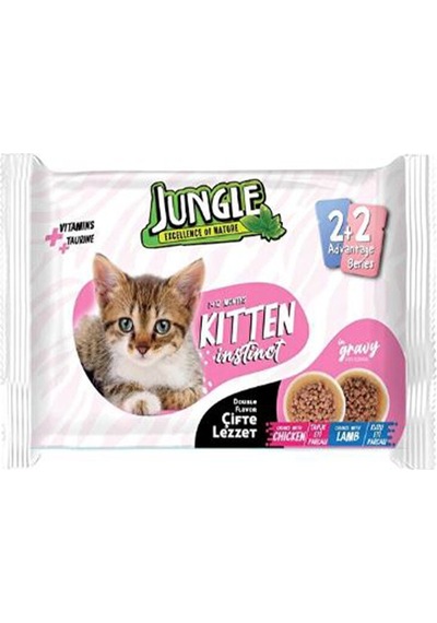 4 Adet Jungle 4 100 Gr. Çift Lezzet Pouch Yavru Kedi Tavuk-kuzu