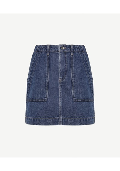 Yargıcı Cepli Detaylı Kısa Denim Etek 25yket4007x 484 Lacivert