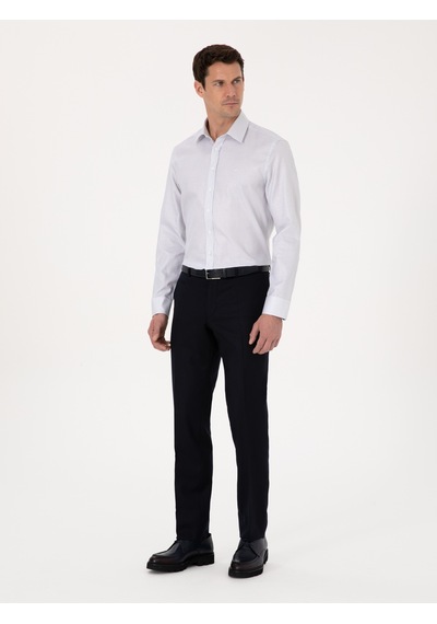 Cacharel Beyaz Slim Fit %100 Pamuk Kareli Gömlek