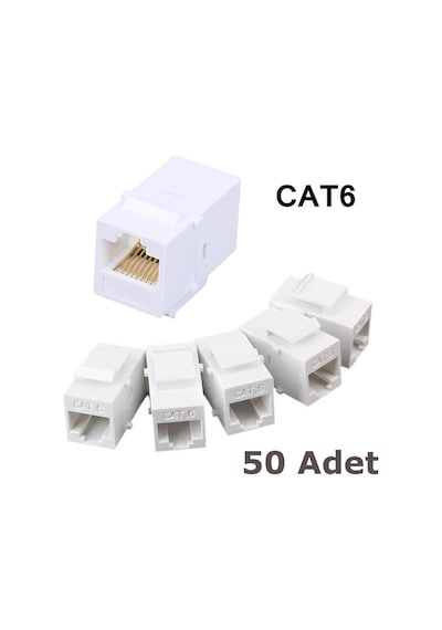 RJ45 Cat6 Konnektör Keystone Jack Dişi Dişi Ara Uzatma - 50 Adet