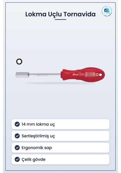 Lokma Uçlu Tornavida 14 Mm Çelik Gövde Sertleştirilmiş Uç Ergonom