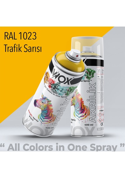 Wox Akrilik Sprey Boya, Ral 1023, Trafik Sarısı 400 Ml.