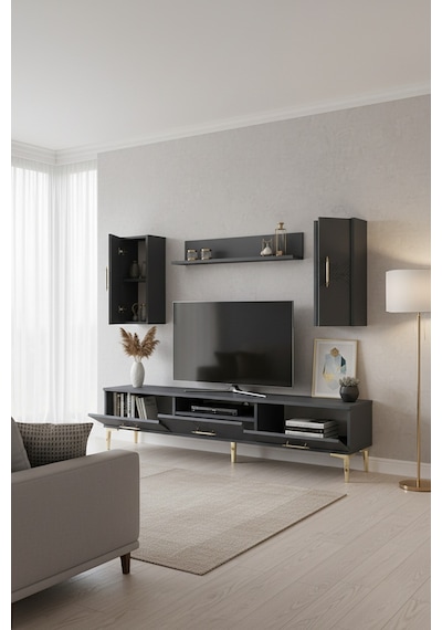 Tvr1832ag Slim Tv Ünitesi Takımı Antrasit-gold 180cm