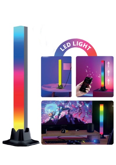 2'li Set Bluetoothlu Rgb Ambiyans Ledi Masaüstü Masası Rgb Ekolayzer Led Işık Çubuğu .