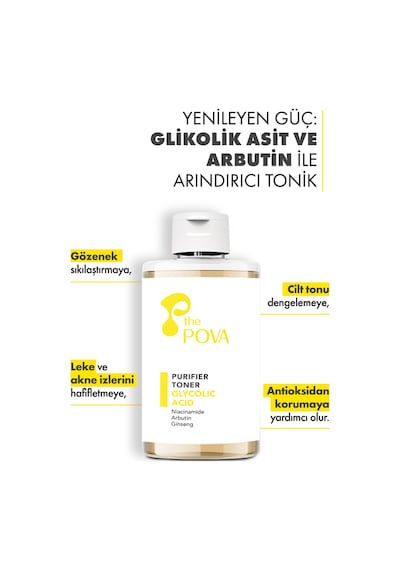 The Pova Glikolik Asit İçerikli Gözenek Sıkılaştırıcı ve Leke Karşıtı Tonik 200 ML