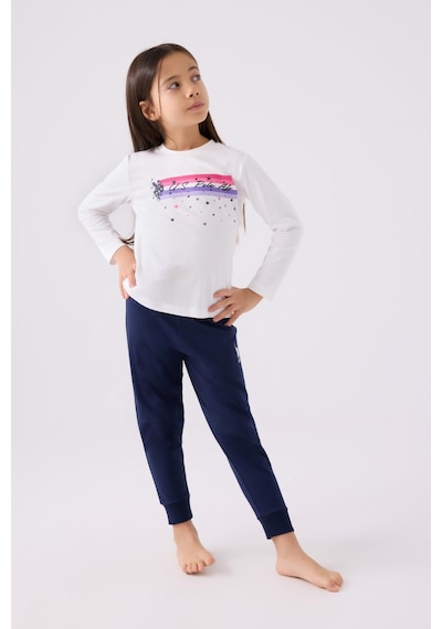 U.s. Polo Assn. 1962 Garson Yıldızlı Kız Çocuk Krem Uzun Kol Pijama Takım Krem