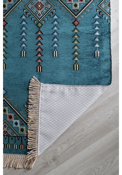 Kilim Desenli Astarlı Lüks Seccade S1020 Mavi Mavi