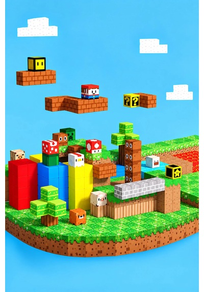 Süper Mario Temalı Minecraft Manyetik Blok Seti - 150 Parça