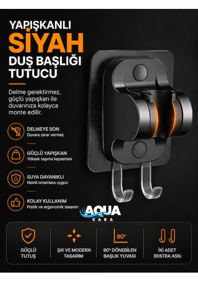 6 Parça Yüksek Basınçlı Filtreli Duş Başlığı Seti 6 Modlu, 3 Yedek Filtreli, Hortum Ve Duş Başlığı Tutucu Siyah