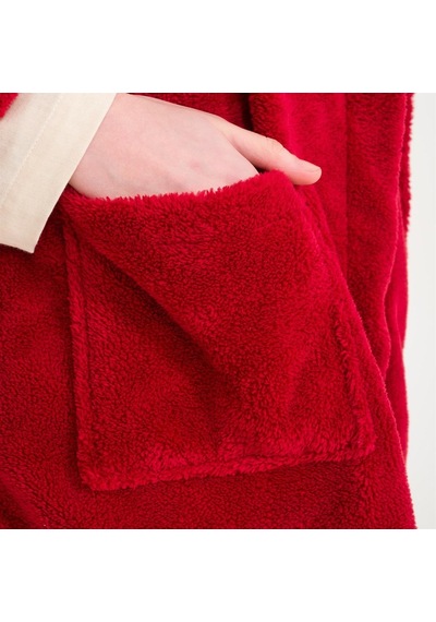 Miespiga Welsoft Kapüşonlu Peluş Kadın Sabahlık Bordo