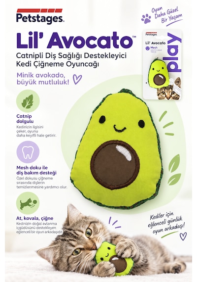 Petstages Lil' Avocato Catnipli Diş Sağlığı Destekleyici Kedi Çiğneme Oyuncağı
