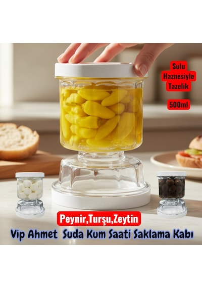 Technow Vps-023 Sulu Peynir Zeytin Ve Turşu Saklama Kabı 500 Ml Beyaz