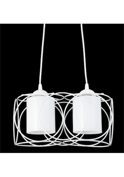 Modern Geometrik 3lü Beyaz Beyaz Cam Metal Sarkıt Avize C