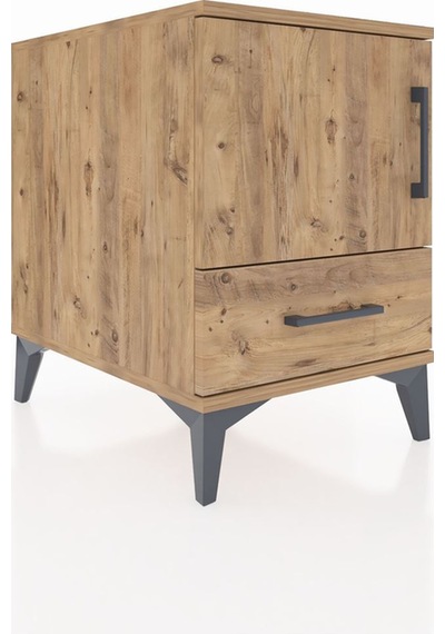 Kronos Komodin 2 Raflı Tek Çekmeceli Tek Kapaklı 44x59x64 Çam-çam Atlas Çam
