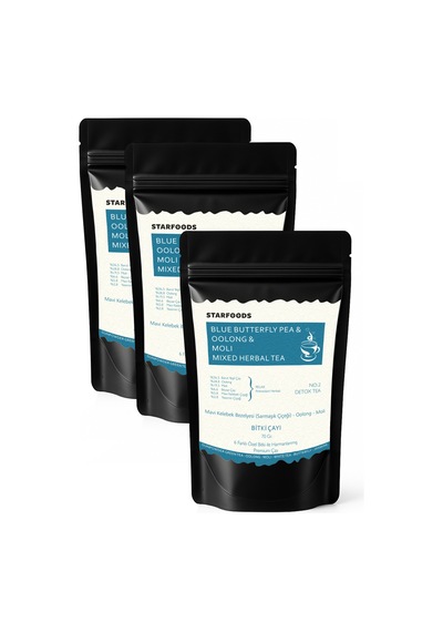 3 Paket No: 2  Tea Blue Butterfly & Oolong & Moli  Çayı Beyaz Çay Barut Yeşilçay