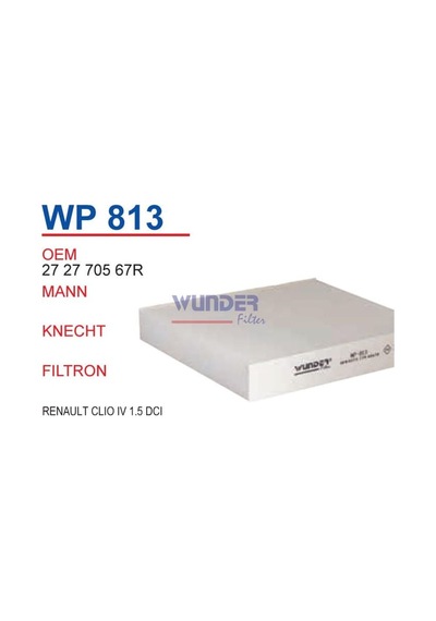 WUNDER WP813 Polen Filtresi CLIO IV 12- Captur 13- / Logan 13- Sandero 13- / Micra K14 16- Karbonlu