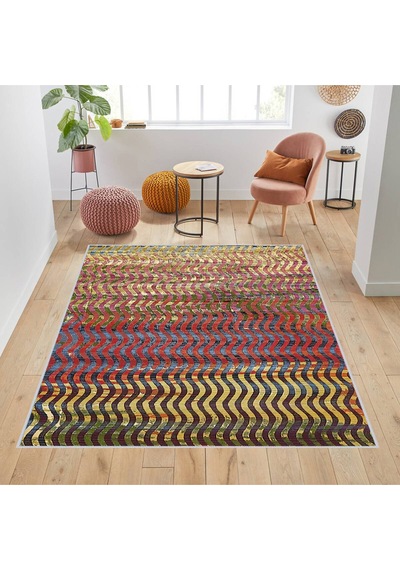 Rovigo Home Dijital Baskı Yıkanabilir Kaymaz Taban Salon Halısı  RVG1735 Çok Renkli