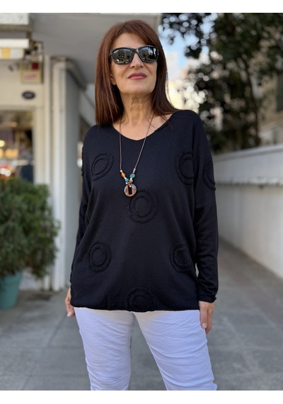 Butik İtalyan Kadın Yün Karışımlı Triko Siyah