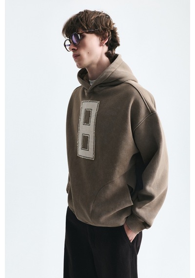 Vamos Numara Baskılı Oversize Sweatshirt Vizon