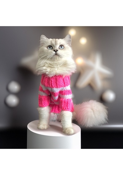Kedi Ve Köpek İçin Pembe Beyaz Cool Kazak