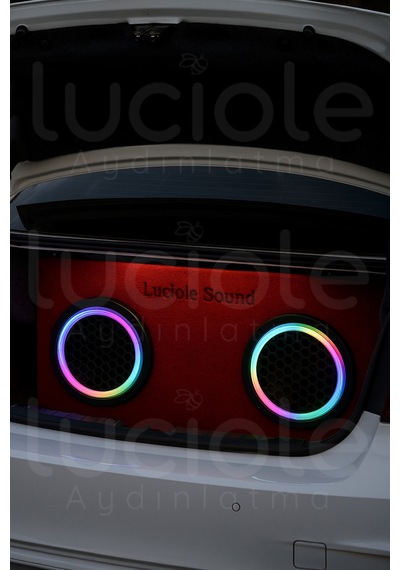 2 Li 16cm Argb Neon Pixel Led Hoparlör Kapağı Sese Duyarlı Efektli Modifiye & Tuning Işık Seti