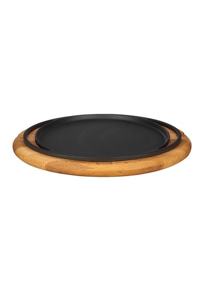Lava Döküm Pizza / Krep / Pankek Tavası.yuvarlak ve Ahşap