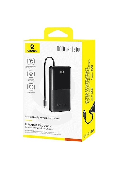 Baseus Bipow 2 10000mah Taşınabilir Şarj Cihazı Siyah Siyah