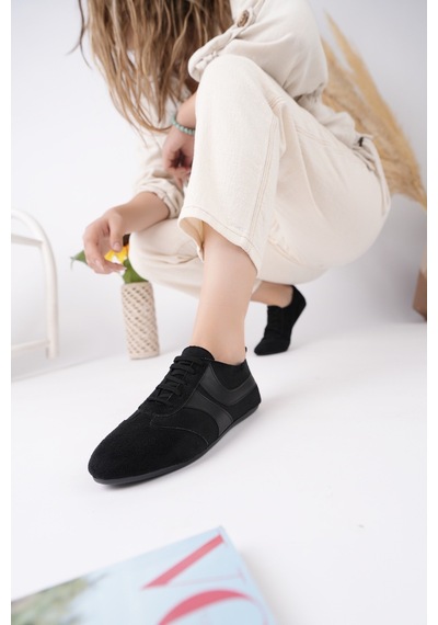 Muggo Vibe Bağcıklı Günlük Kadın Sneaker Spor Ayakkabı Siyah