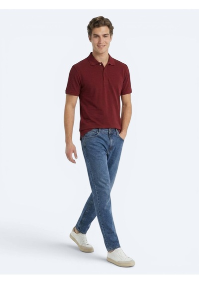 Kip Bordo Düz %100 Pamuk T-shirt