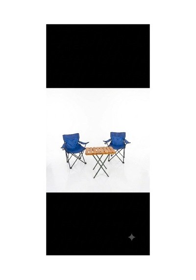 Piknik Seti Katlanabilir Çantalı + Katlanır Ahşap Masa 2+1 Lacivert