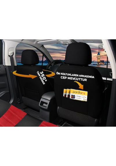 Renault Clio 4 2012 - 2019 Uyumlu Kırmızı Tay Tüyü Koltuk Kılıfı