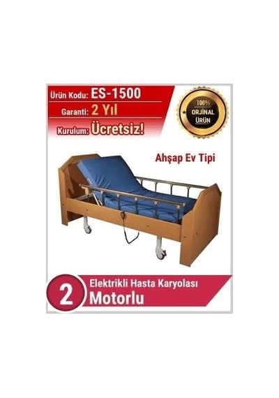 Medikaltec Ahşap Hasta Yatağı Elektrikli Hasta Karyolası Ahşap 3 Motorlu