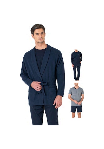 Pierre Cardin 5640 Erkek Triko Sabahlıklı 5'li Pijama Takım-lacivert Lacivert