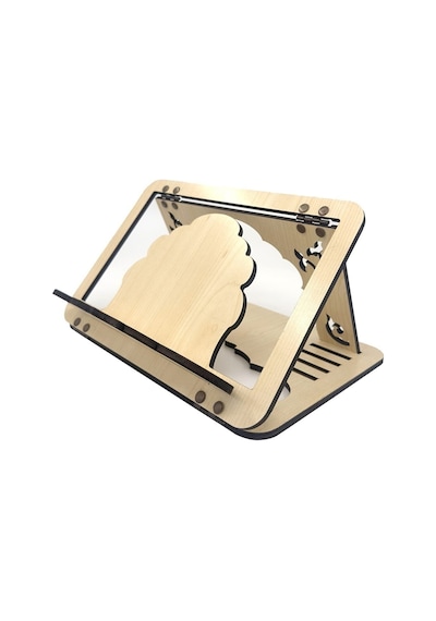 Taşınabilir Özel Tasarım Ahşap Lazer İşlemeli Kitap Okuma Standı, Tablet Ve Laptop Tutucu Çant