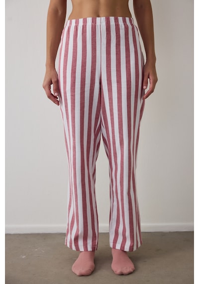 Penti Kırmızı Good Mood Pamuklu Çizgili Pijama Altı