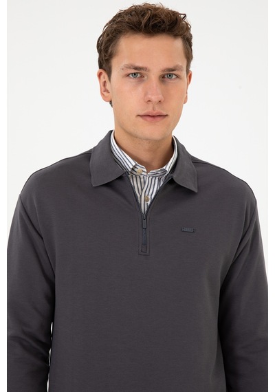 U.S. Polo Assn. Erkek Comfort Fit Yarım Fermuarlı Gri Sweatshirt 50316484-VR024 U.S. Polo Assn. Erkek Comfort Fit Yarım Fermuarlı Gri Sweatshirt 50316484-VR024