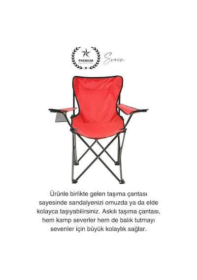 120 Kg Kapasiteli Su Geçirmez Kolay Silinebilir Katlanabilen Çantalı Askılı Kamp Piknik Sandalyesi Diğer Çok Renkli