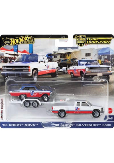 Hot Wheels Team Transport 63 Nova 88 Chevy Silverado 3500 Hrv42