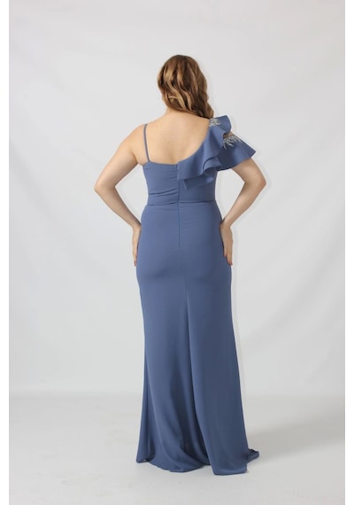 Moda Berray 21927 İndigo Omuzu İki Katlı Beli Taş İşlemeli Kadın Büyük Beden Abiye Elbise İndigo Moda Berray 21927 İndigo Omuzu İki Katlı Beli Taş İşlemeli Kadın Büyük Beden Abiye Elbise İndigo