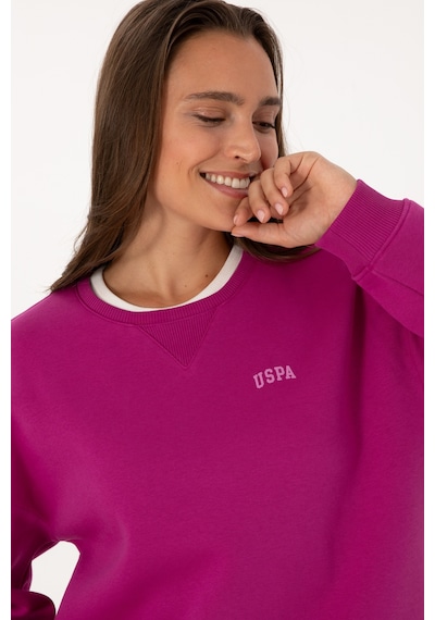 U.S. Polo Assn. Kadın Fuşya Şardonlu Bisiklet Yaka Basic Sweatshırt 50313586-VR023