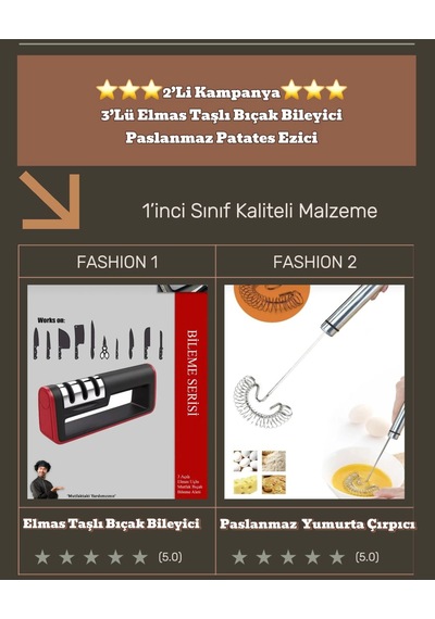 2'li Yumurta Çırpıcısı Ve Bıçak Bileyici Beyaz