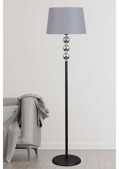 Silva Siyah Krom Metal Lambader Gri Konik Şapka Modern , Yatak Odası, Salon Lambader Çok Renkli