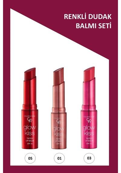 Glow Kiss No:05 - No: 01 - No: 03 Renkli Dudak Nemlendirici Seti