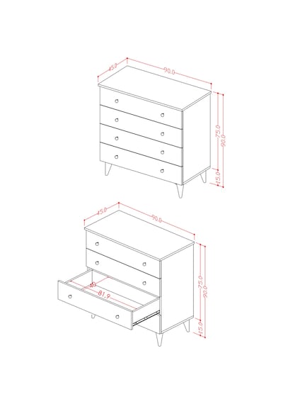 Lüks 4 Çekmeceli Şifonyer Komodin %100 Mdf Çok Amaçlı Düzenleyici Şf02 Karına