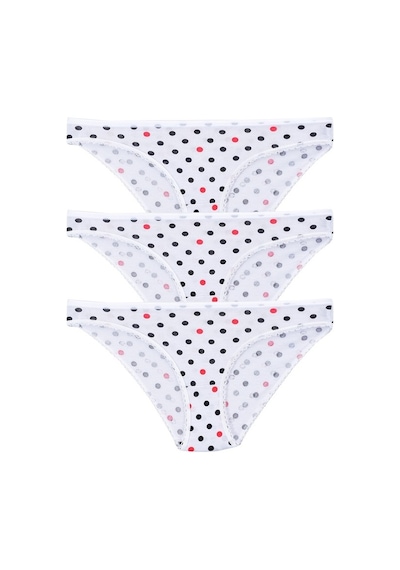 Pemilo Kadın 3'Lü Paket Desenli Bikini Külot Beyaz (481017784)-Tek Ebat-Beyaz