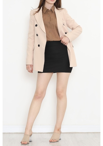 Düğmeli Blazer Ceket Bej - 354.1247. Çok Renkli