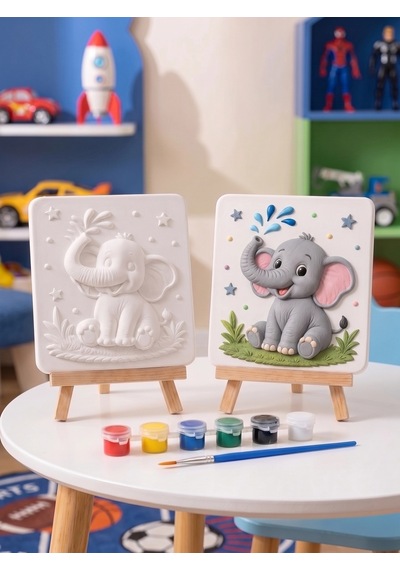 15x15 Sevimli Fil Taş Boyama Seti Çocuk Ve Yetişkin Hobi Kiti