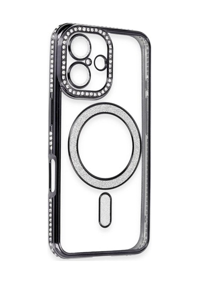 Apple İphone 16 Kılıf Joke Simli Magneticsafe Kılıf - Siyah Çok Renkli