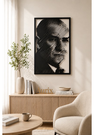 Atatürk Metal Duvar Tablosu 44x69cm Modern Dekoratif Duvar Tablosu