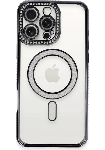 Newface Apple İphone 16 Pro Max Kılıf Joke Simli Magneticsafe Kılıf - Gri